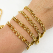 V35GP. Gold Plated 925 Sterling Silver Hollow Double Curb Chain